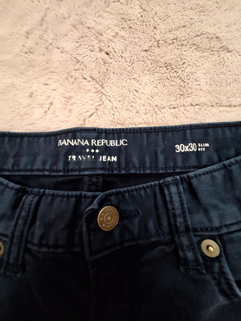 Mens Navy Blue Banana Republic Denim Travel Jeans 30X30 Slim Fit - Picture 2 of 13